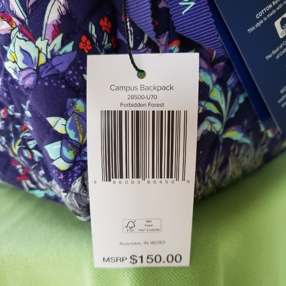 VERA BRADLEY HARRY POTTER CAMPUS BACKPACK:NWT FORBIDDEN FOREST - Picture 9 of 12